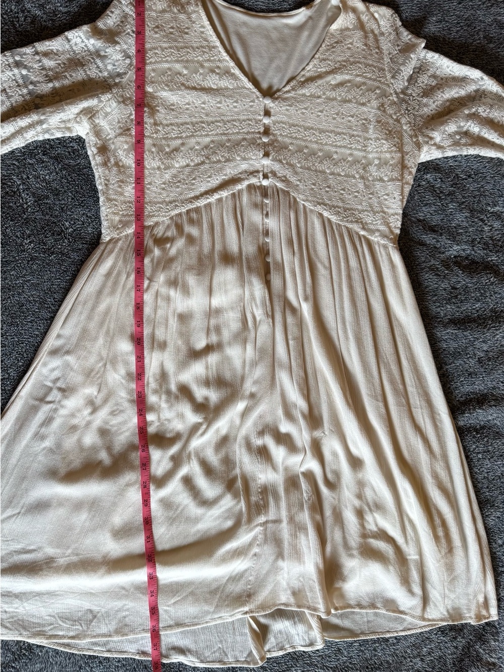 Shyanne Ivory Lace Long-Sleeve Button Mini Dress - Picture 6 of 6